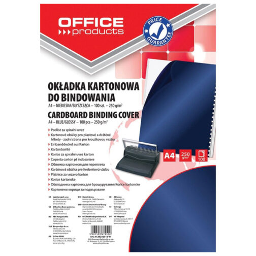 Korice za spiralni uvez 250g karton sjajne A4 Office products 20232515-11 pk100 tamno plave