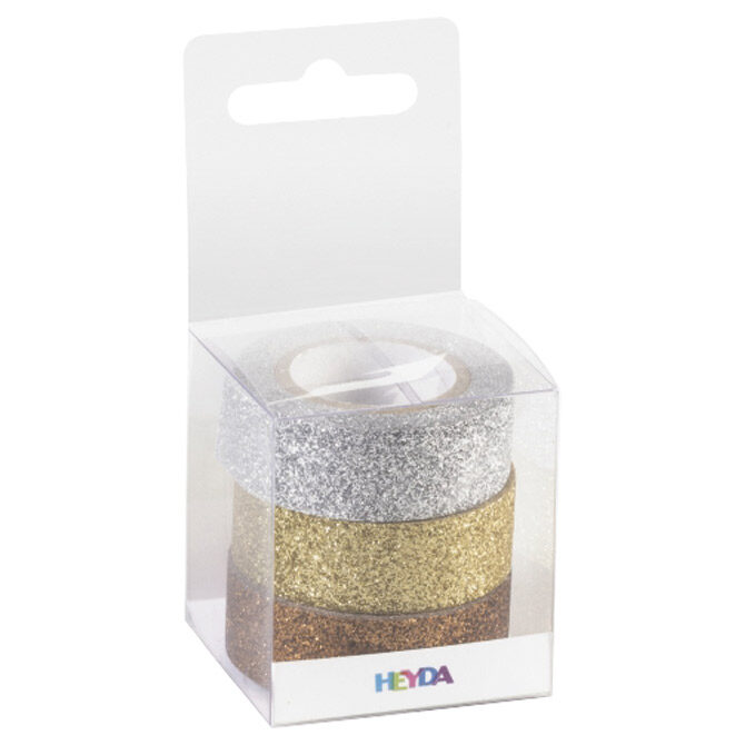 Traka Deco ljepljiva 15 mmx3m glitter pk3 Heyda 20-35843 74 sortirano blister
