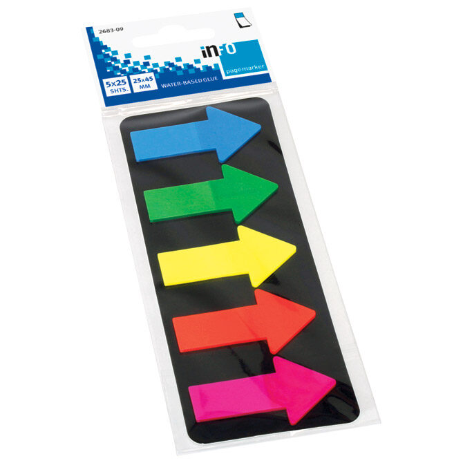 Zastavica 25x45 mm 5x25L strelice Global Notes 2683-09 sortirano blister