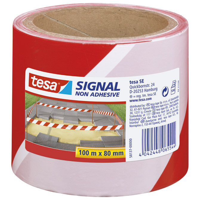 Traka za označavanje 80 mm/100m polietilen Tesa 58137 bijelo-crvena