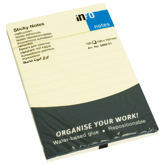 Blok samoljepljiv 100x150 mm crte 100L Global Notes 5669-01 žuti