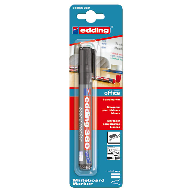 Marker za bijelu ploču 1,5-3 mm Edding 360/1 crni blister