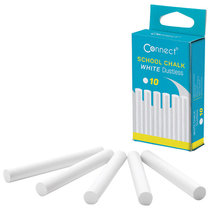Kreda školska okrugla besprašna fi-10 mm pk10 Connect bijela blister