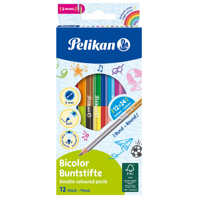 Boje drvene  24boje obostrane pk12 Pelikan 700146 (100401585) blister
