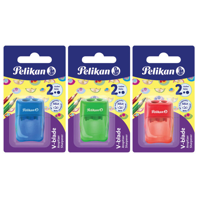 Šiljilo pvc s pvc kutijom 2rupe Pelikan 700245 sortirano blister