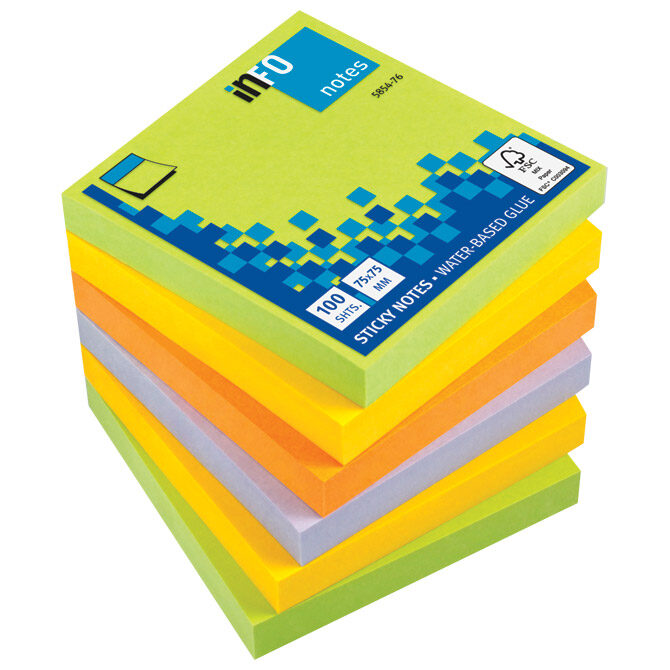 Blok samoljepljiv  75x75 mm 100L Spring Global Notes 5854-76 neon sortirano