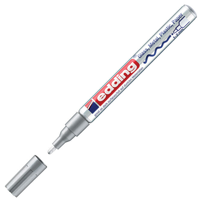 Marker permanentni sjajni lakirajući 1-2 mm Edding 751 srebrni