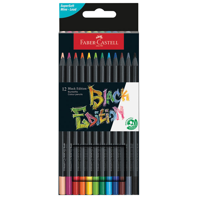 Boje drvene  12boja trokutaste Black Edition Faber-Castell 116412 blister