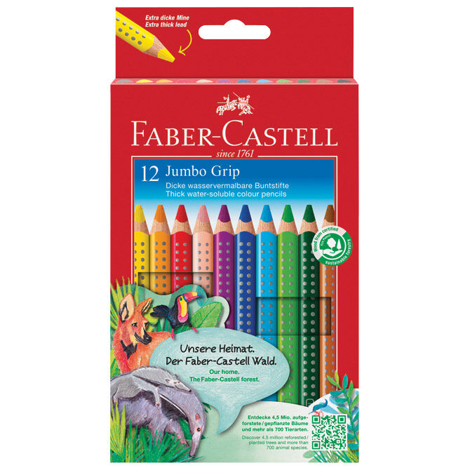 Boje drvene  12boja Jumbo Grip Faber-Castell 110912 blister