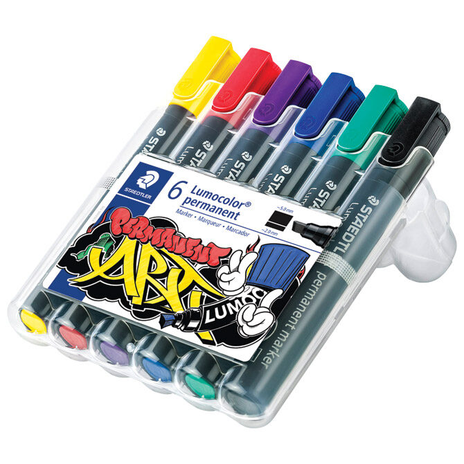 Marker permanentni 2-5 mm pk6 Lumocolor Staedtler 350 WP6-1 sortirano blister