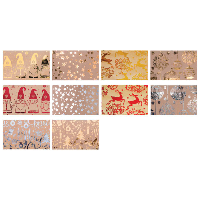 Papir ukrasni rola 70x100 cm Metal Kraft novogodišnji Rex-Saul Sadoch MK301AP1