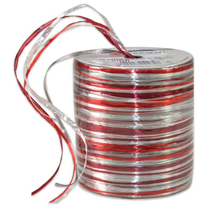 Vrpca ukrasna 50m rafija-špula sjajna pearl Prasent 138-609 multikolor!!