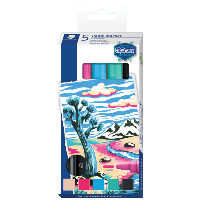 Marker akrilni 2,4 mm pk5 Lumocolor Design Journey Staedtler 349 C5 sortirano blister!!