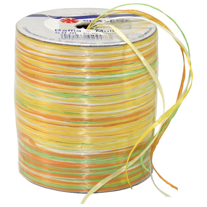 Vrpca ukrasna 50m rafija-špula mat Prasent 136-605 multikolor!!