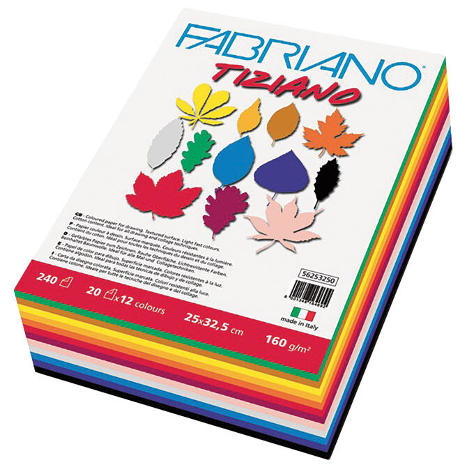 Papir u boji 25x32,5 cm 160g pk240 Tiziano Maxipack Fabriano sortirano