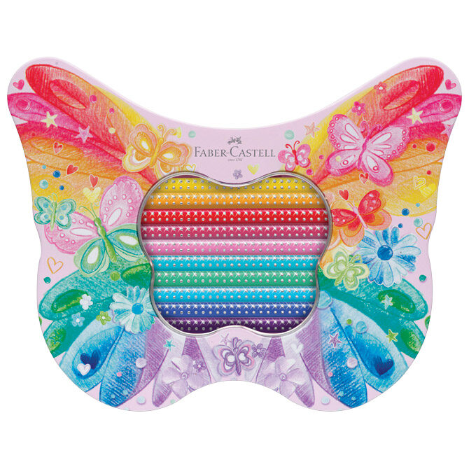 Boje drvene  20boja metalna kutija Sparkle Butterfly Faber Castell 201971