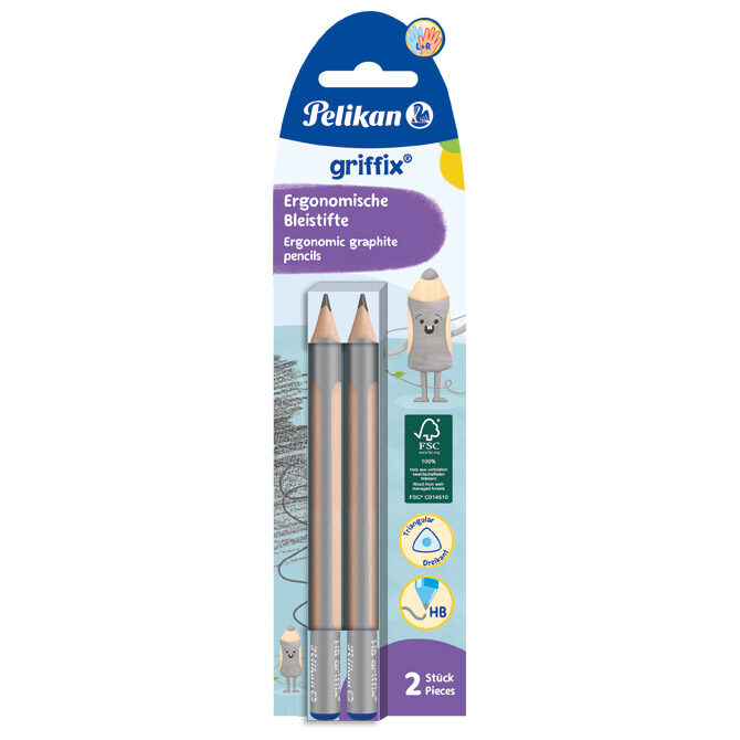 Olovka grafitna HB Griffix pk2 Pelikan 817011 siva blister!!