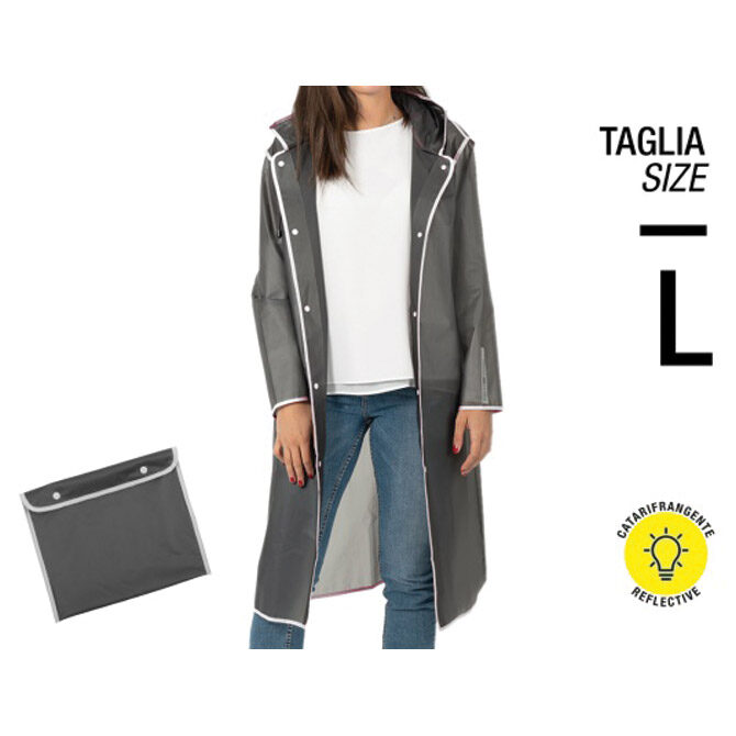 Kabanica  reflektirajući rub, bijeli gumbi  Perletti 14220 prozirno-siva L