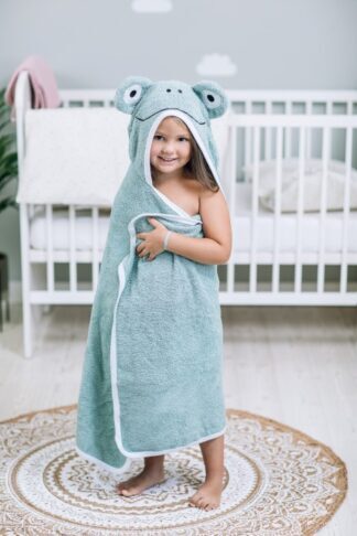 BUBABA BY FREEON ručnik s kapuljačom i ušima žaba 110x75 cm green 36707 - Slika 2