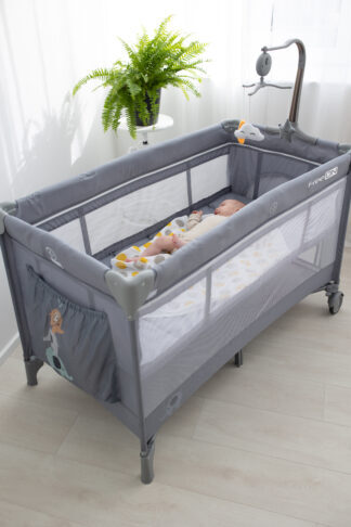 FREEON prijenosni krevetić Elephants s dvostrukim dnom gray 81514 - Slika 2