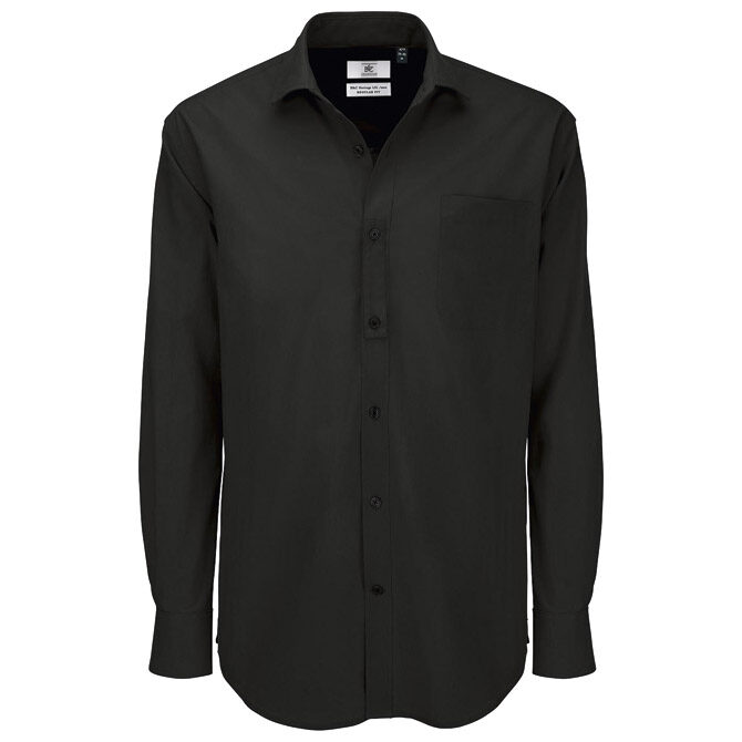 Košulja muška dugi rukavi B&C Heritage 125g crna 2XL!!