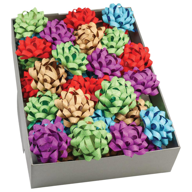 Mašna ukrasna samoljepljiva 80 mm Poly Glitter popart Prasent 18540-199 sort