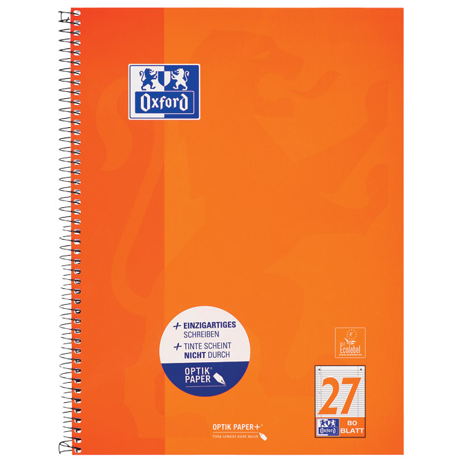 Blok kolegij A4+ crte 80L perforacija+4rupe Classic Oxford 100050360 narančasti