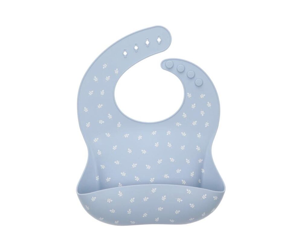 Silicone Bib Leaves Blue