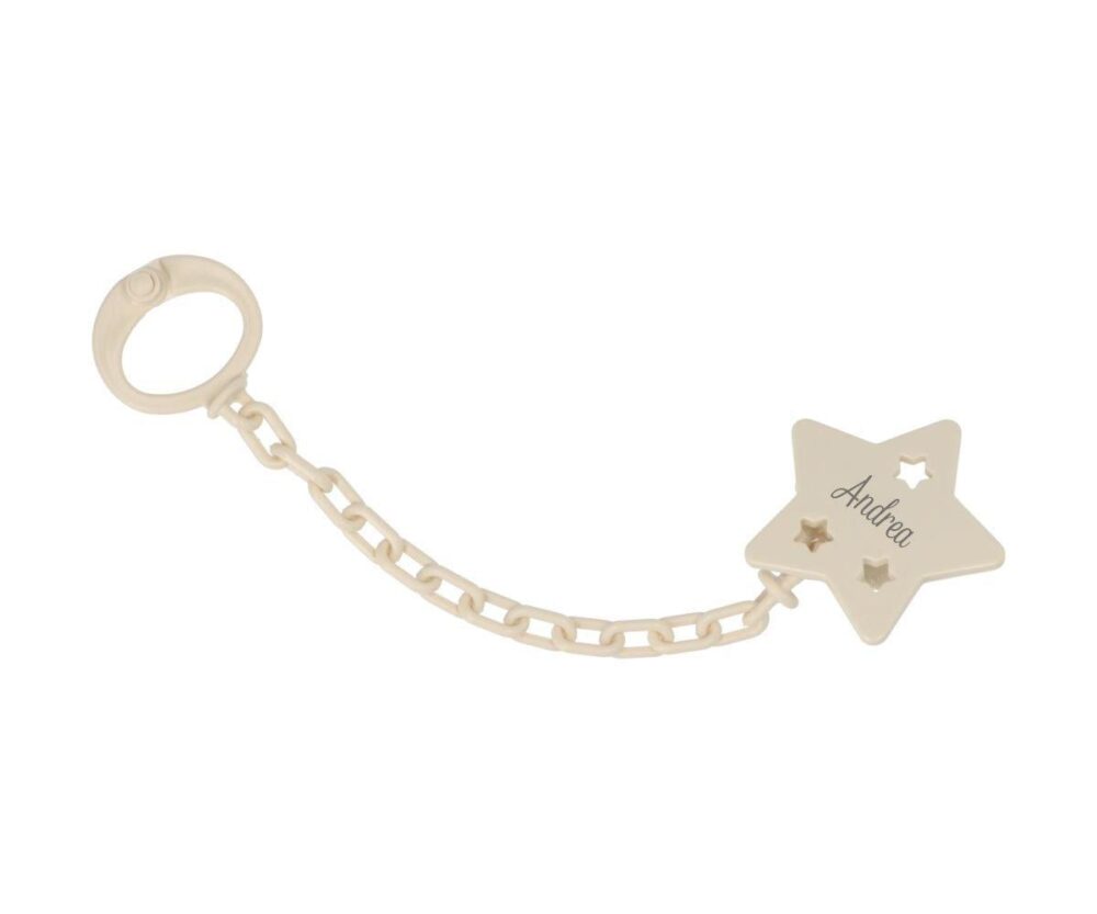 Personalizable Pacifier Holder Star Ivory