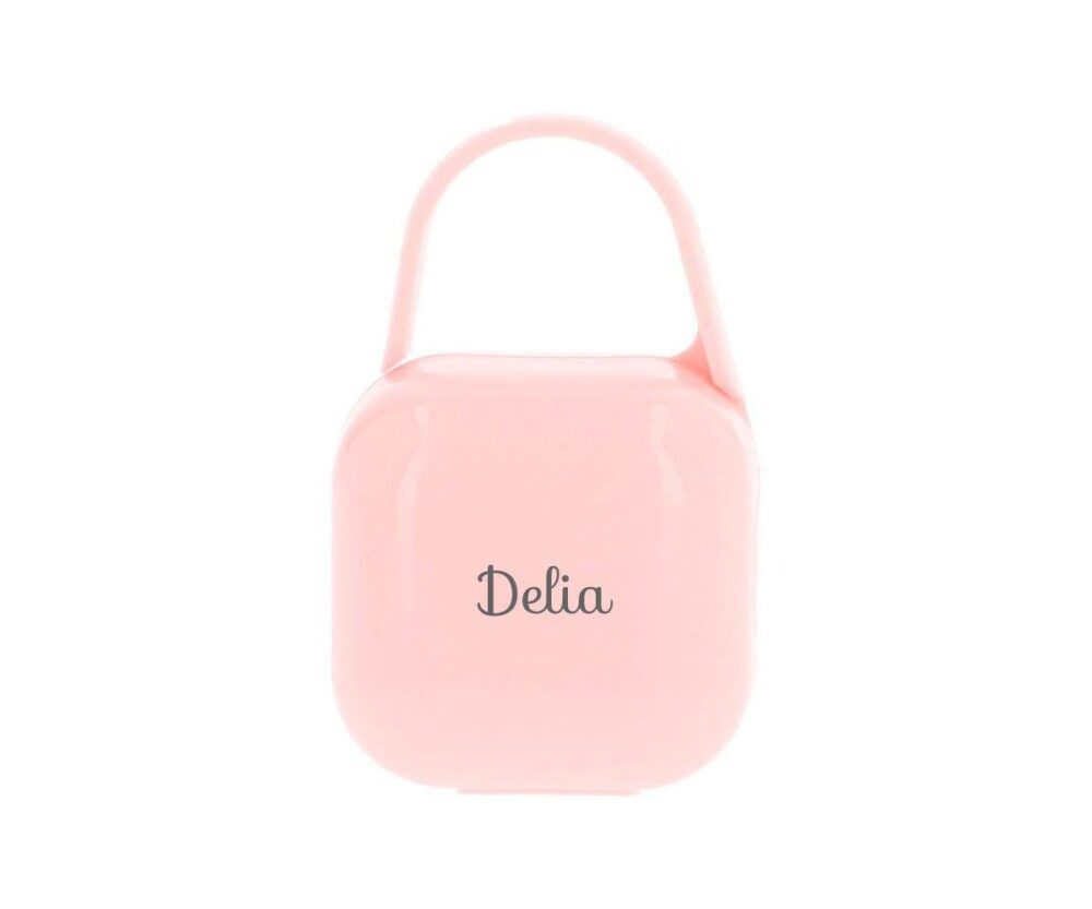 Personalized Square Pacifier Holder Chalk Pink
