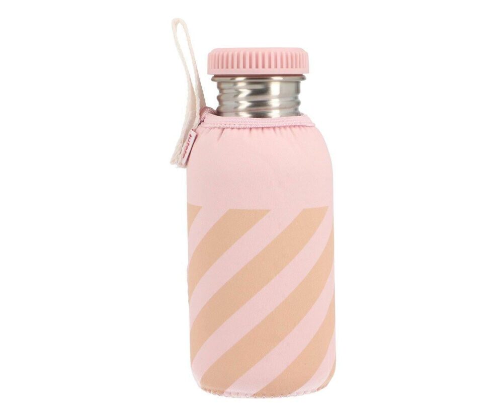 Steel Bottle with Stripes Pink Personalised Sleeve 500ml