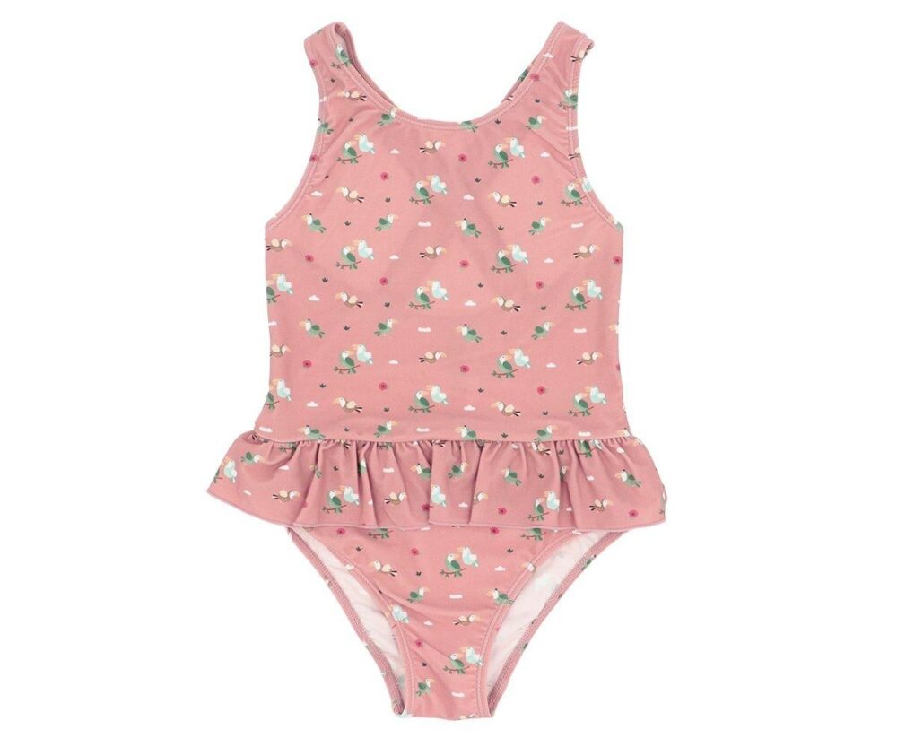 Cross-back Swimsuit with Ruffle Toucan