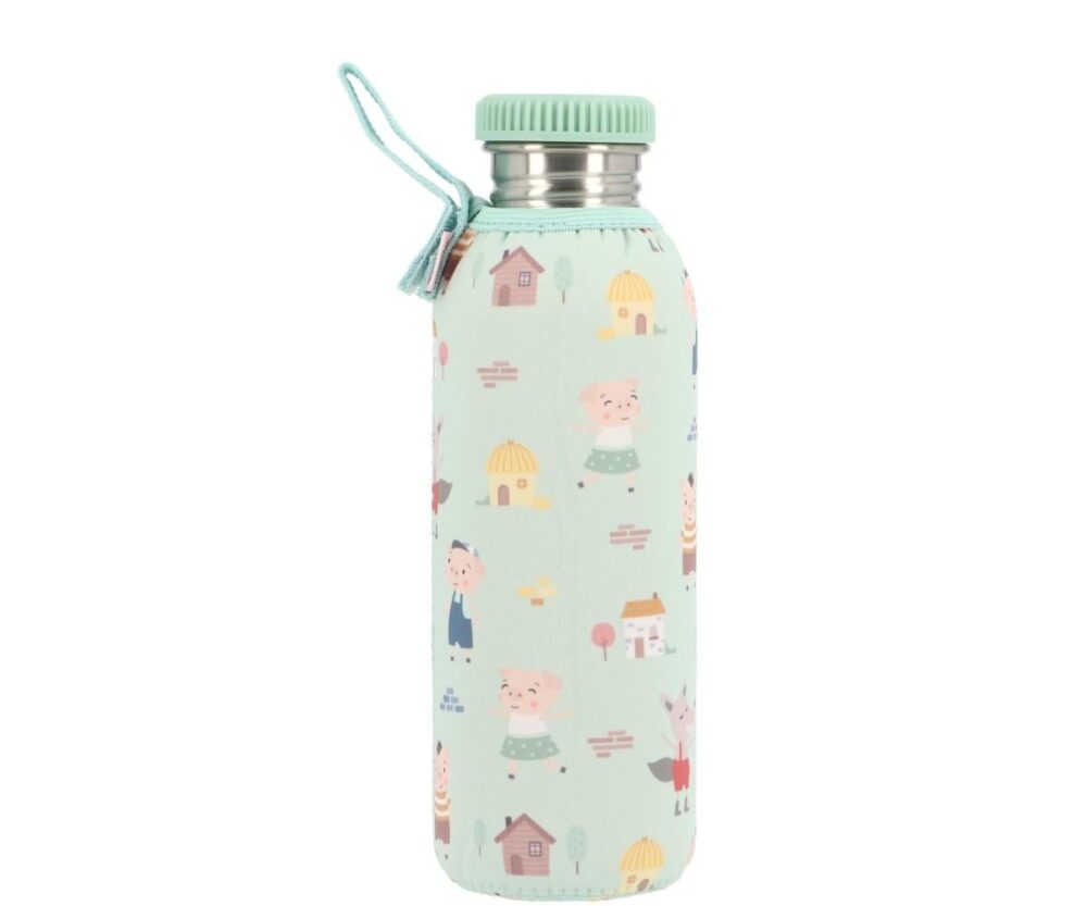 Personalized 750ml Steel Bottle with Sleeve The Three Little Pigs