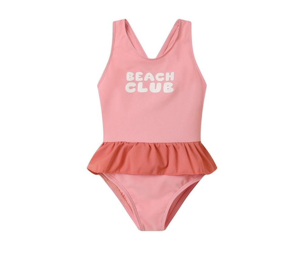 Cross-back Swimsuit with Ruffle Stripes Bloom & Blush
