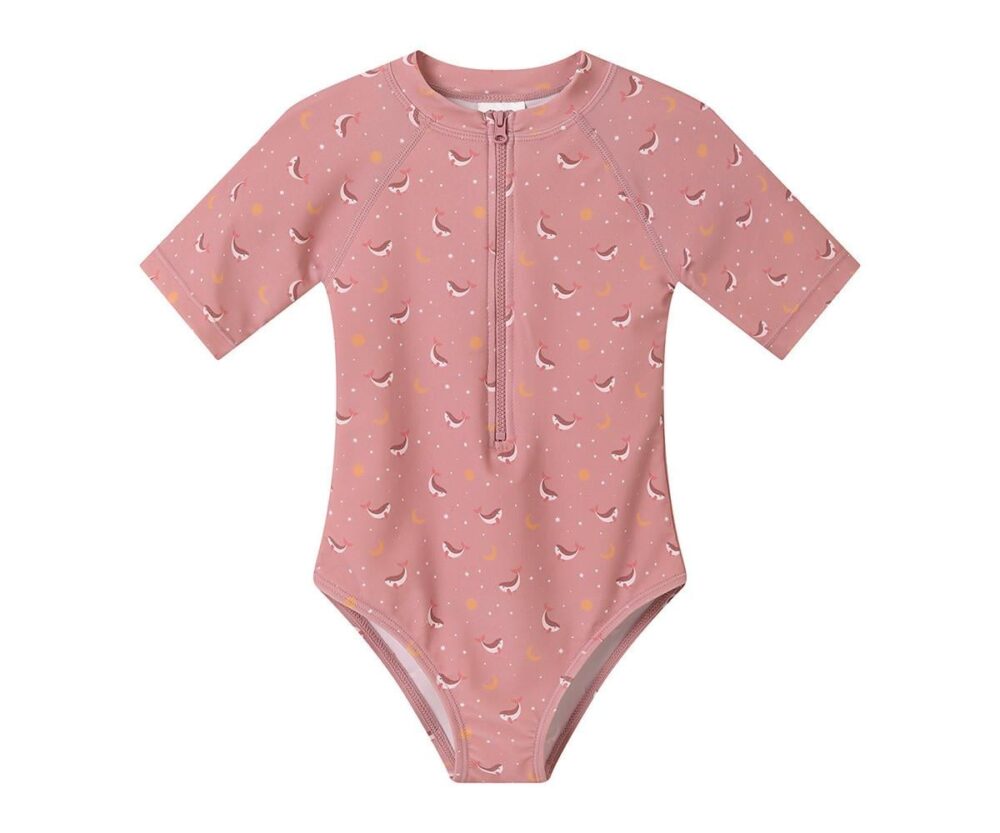Swimsuit with Zipper Whale Pink